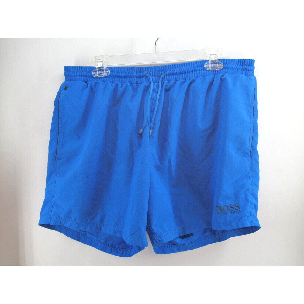Mens Hugo Boss Blue‎ Swim Trunks Sz 2XL Shorts Blue Lined Elastic Waistband